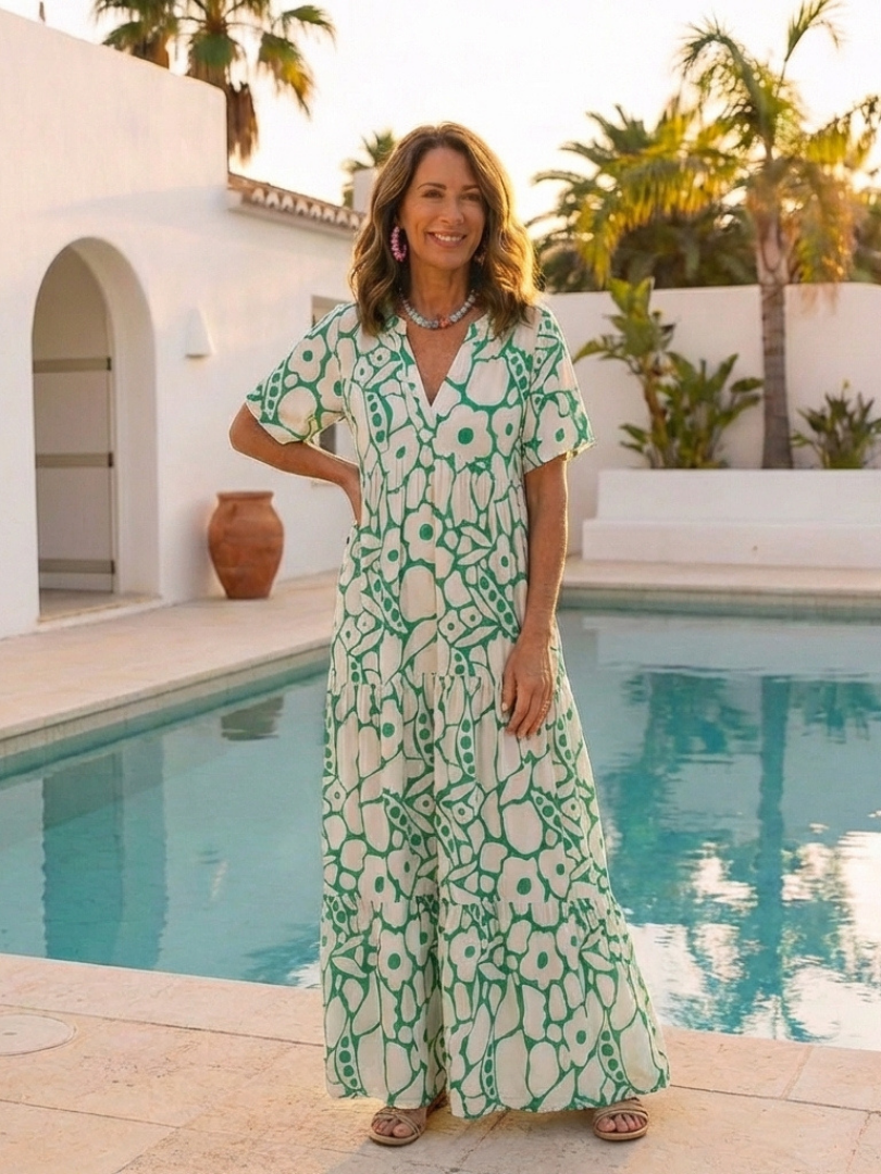 Zuleika - Short Sleeve V Neck Floral Midi Dress