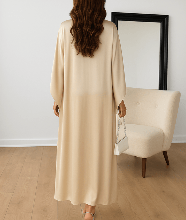 Tayma – Cape Sleeve Satin Maxi Dress