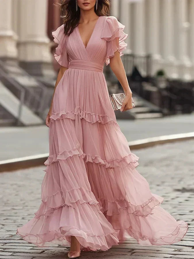 Zoe - Light Pink Elegant Wedding Maxi Dress