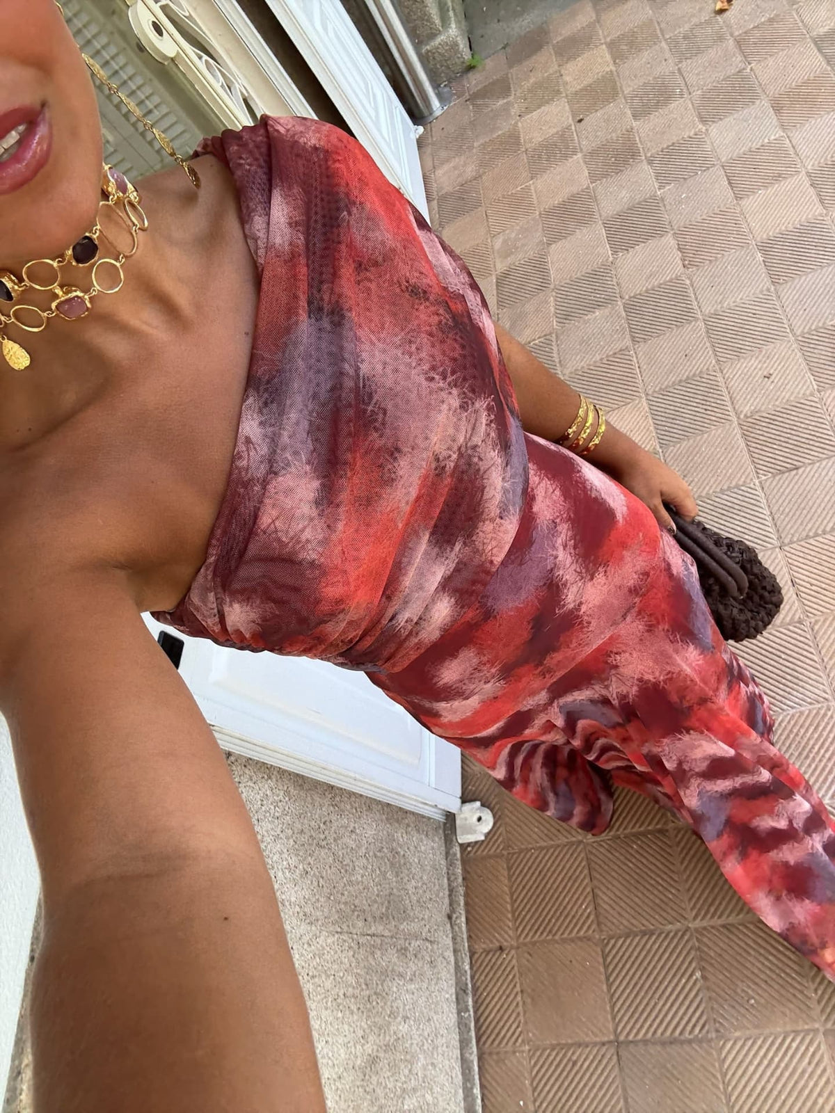 Valentina - Watercolor One-Shoulder Maxi Dress
