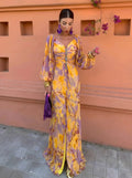 Gregoria - Long Floral Dress with Deep Neckline