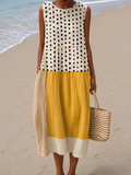 Leah - Midi Colorblock Polka Dot Dress