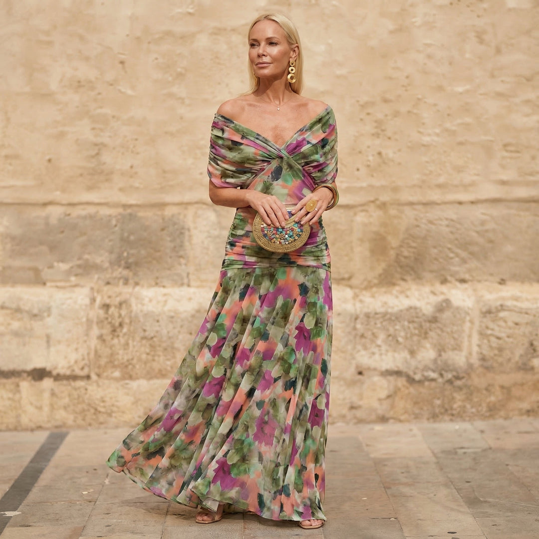 Ignacia - Long Pleated Floral Dress