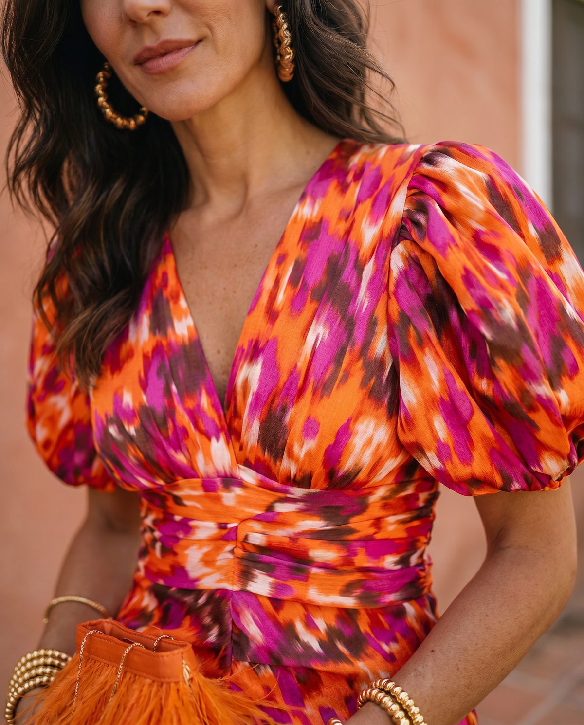 Carla - Floral Midi Dress with Puff Sleeves