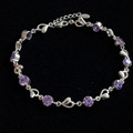 Heart Charm Amethyst White Gold Bracelet