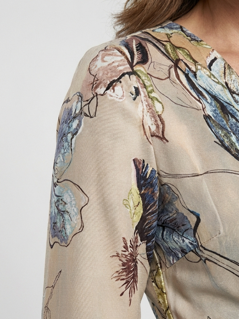 Margaret - Three Quarter Sleeve Floral Maxi Wrap Dress