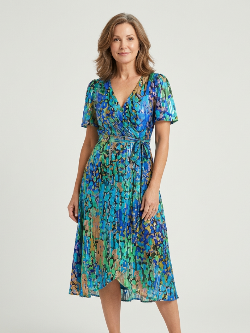 Zafrina - Abstract Pattern Midi Dress