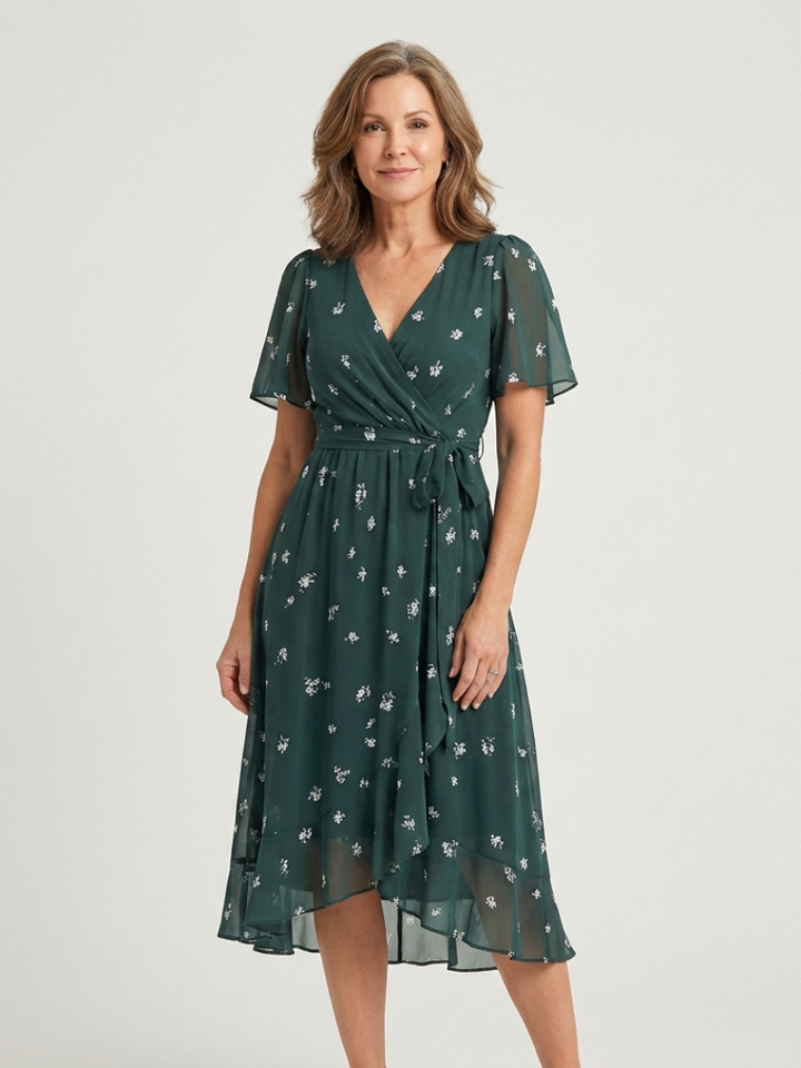 Zafrina - Abstract Pattern Midi Dress