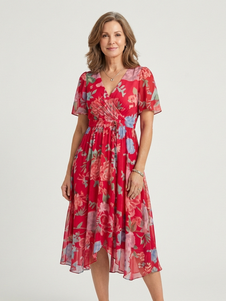 Zafrina - Abstract Pattern Midi Dress