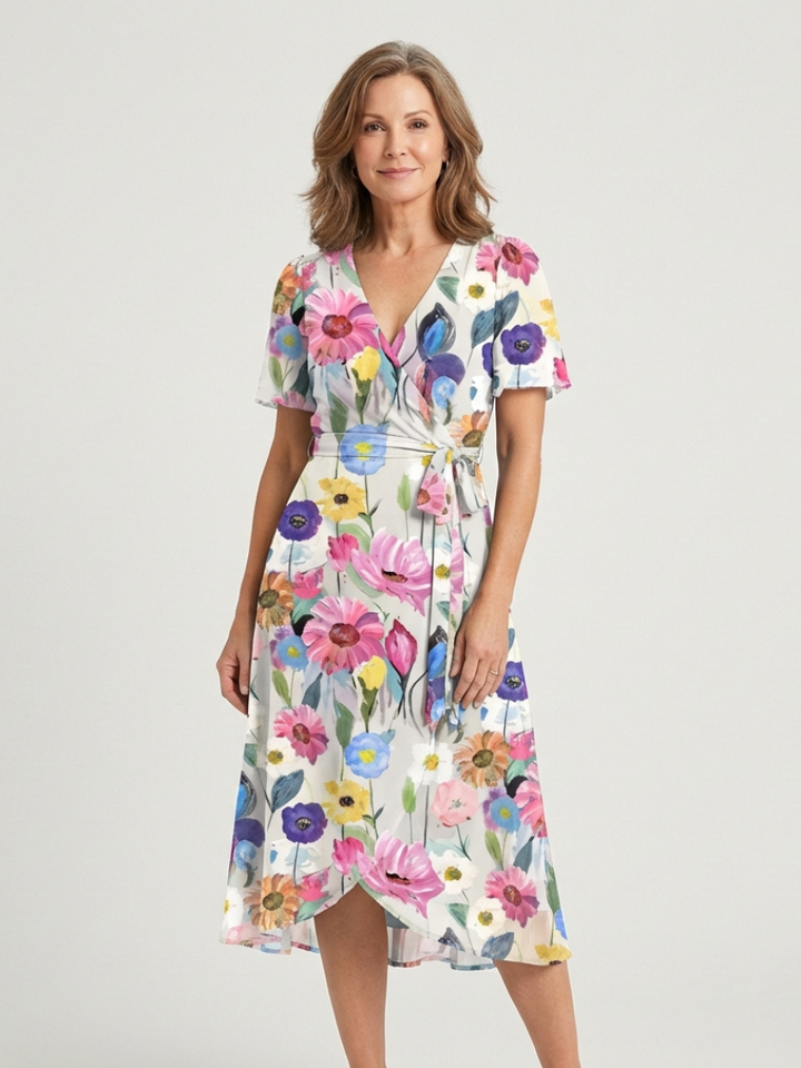Zafrina - Abstract Pattern Midi Dress